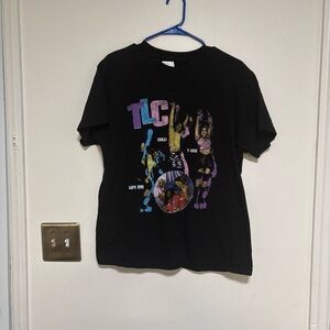 TLC Black Graphic Tee with Colorful Design rare find
